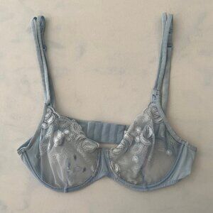 Malizia La Perla Vintage Baby Blue Lace Underwire Bra Size 36